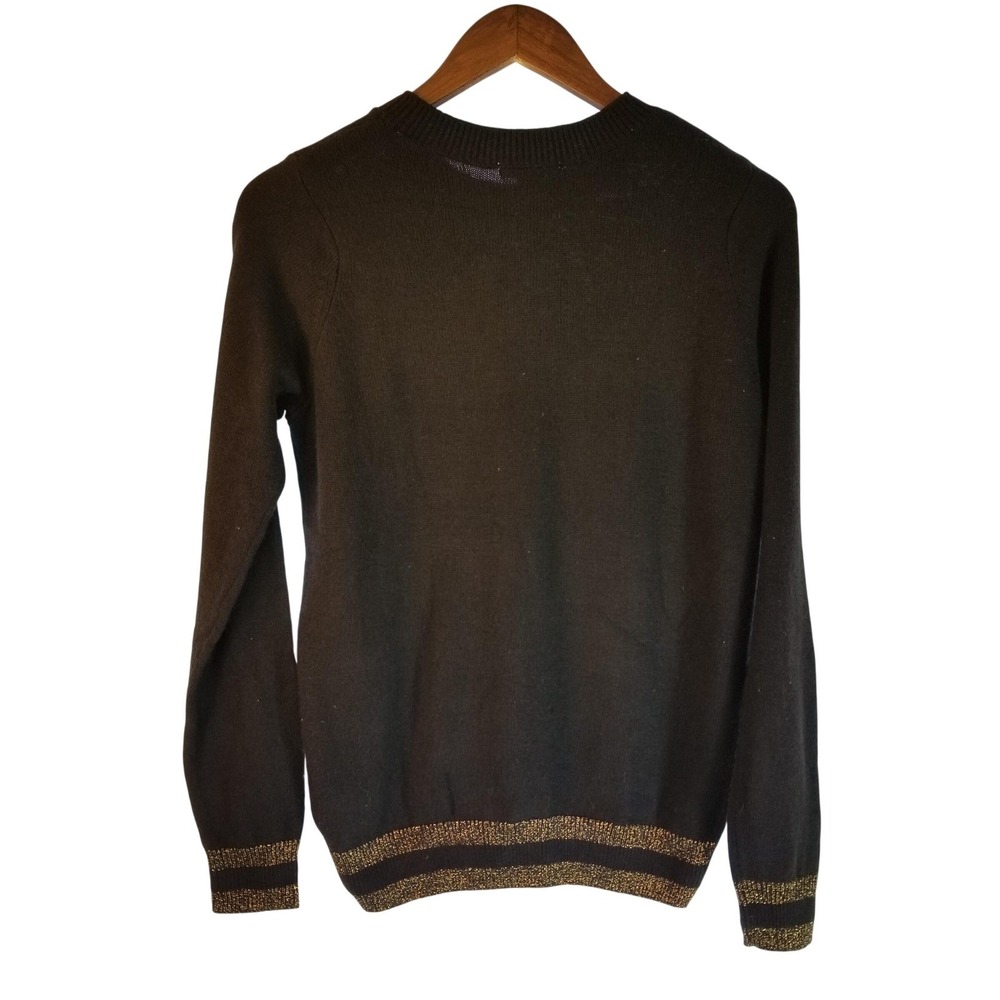 H&M Black Sequin Bird Cage Sweater Women's XS Sparkle Long Sleeve Knit Bird Nerd - Picture 3 of 12